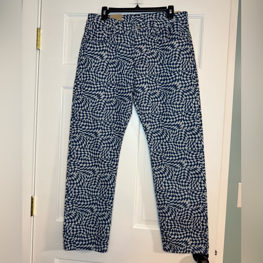 Levi's Blue and White Geometric Straight Leg Jeans